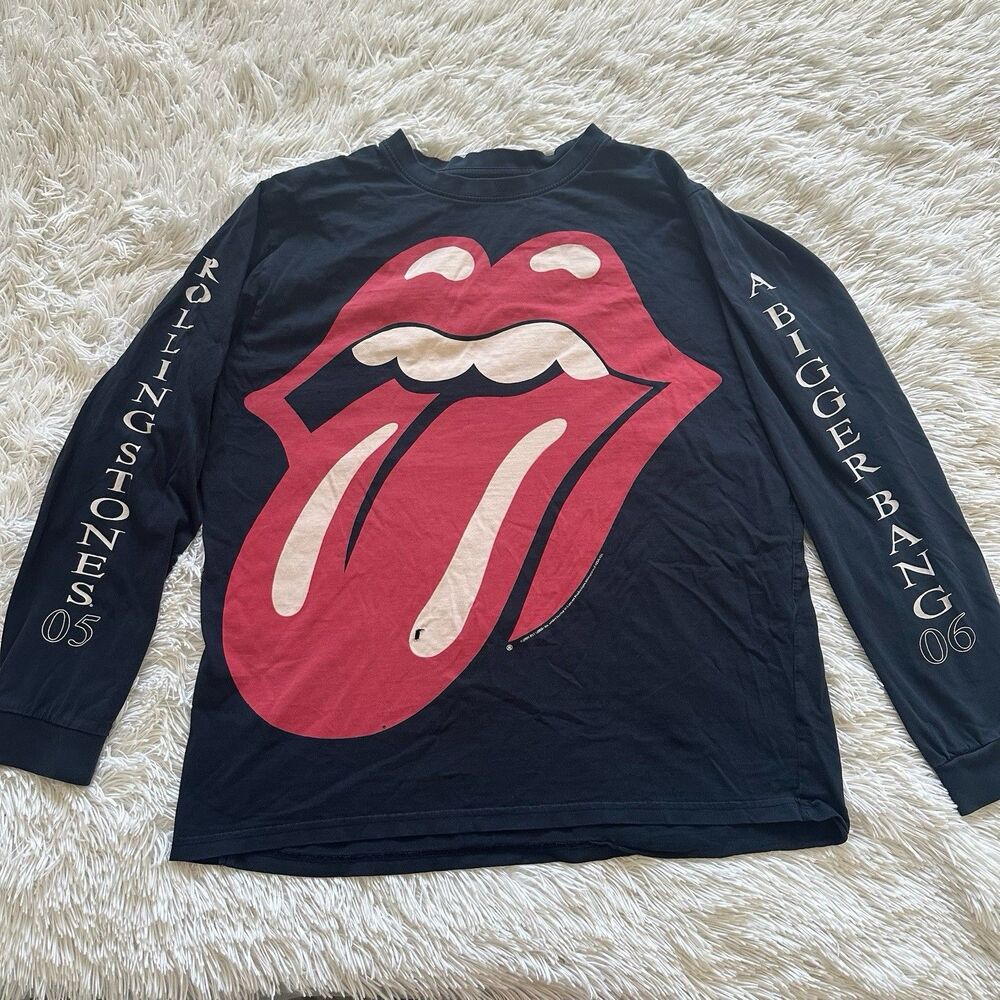 VTG Rolling Stones 2005-06 A Bigger Bang Concert Long Sleeve Black Shirt Size M
